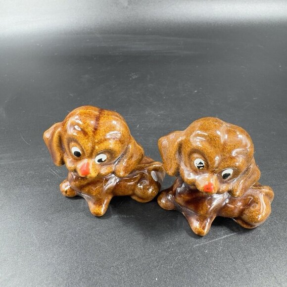 Vintage RedWare Pottery Dog Family Set 3 Made In Japan Figurines Decorative VTG - Picture 10 of 15